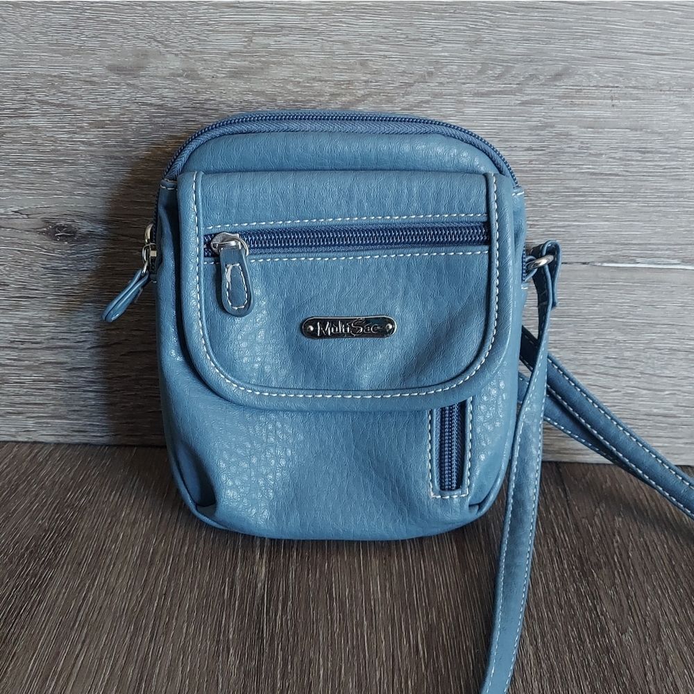 MultiSac Everest Vegan Leather Mini Crossbody Handbag One Size Blue EUC